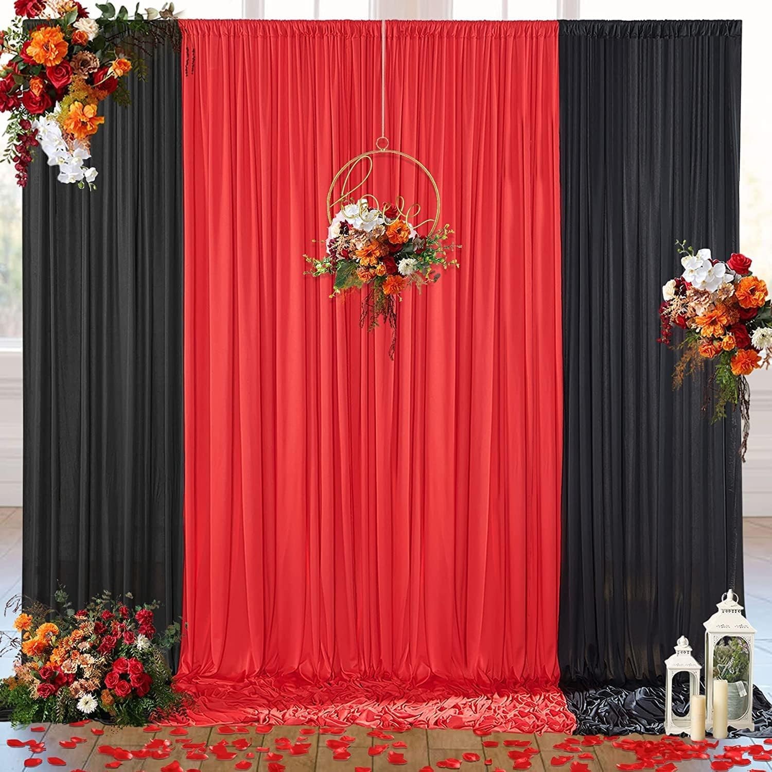 Black and Red Backdrop Curtains 10x10ft Party Decor 4 Panels