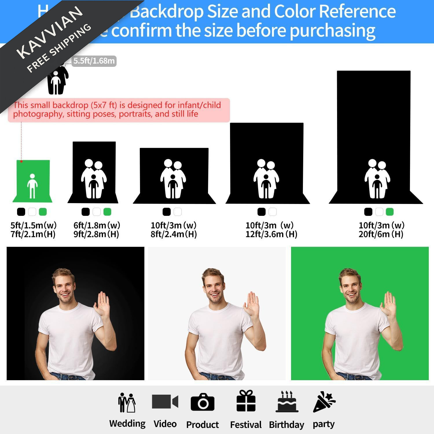 HEMMOTOP Black Backdrop Curtain, 5×7 ft Photo for 5x7ft,