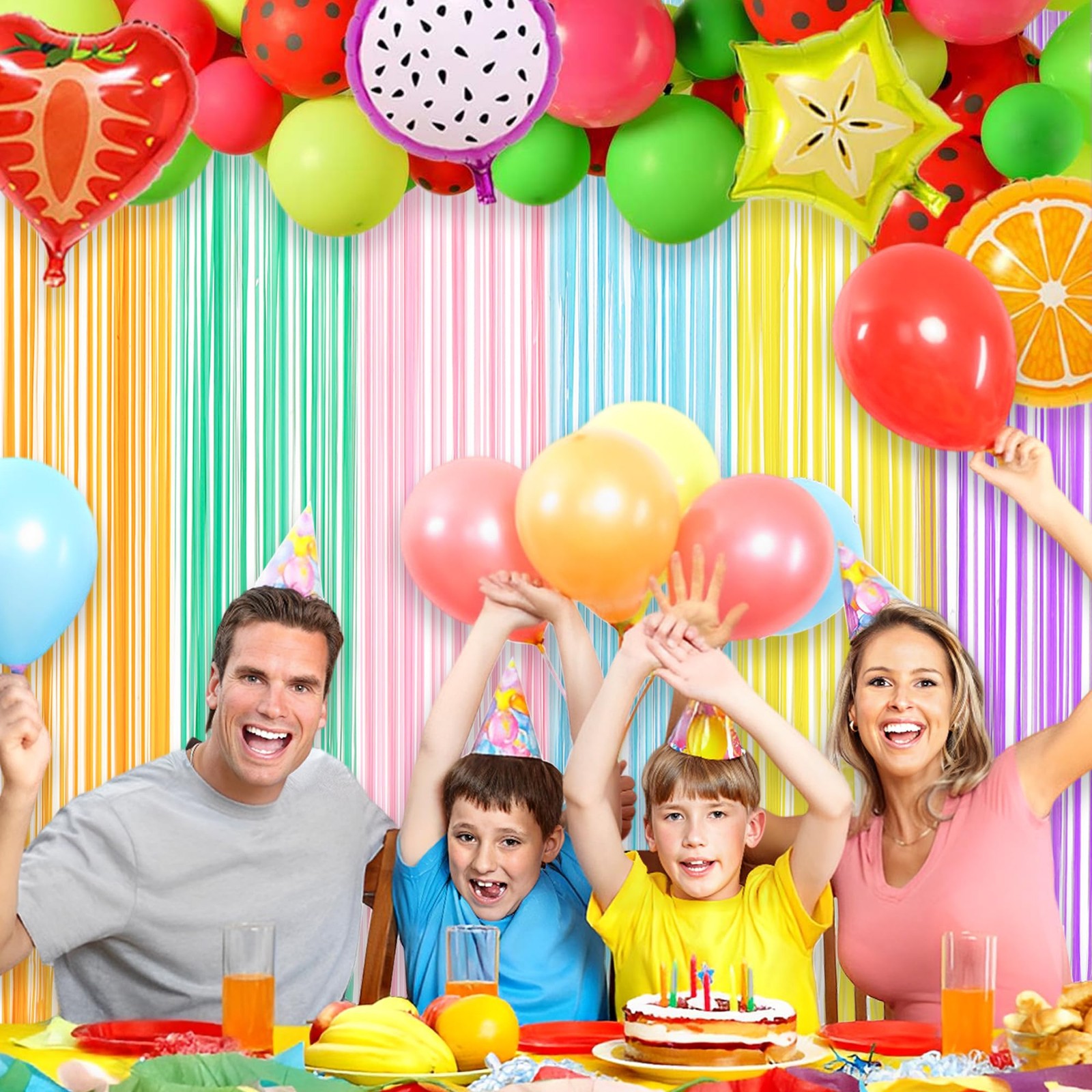 Pastel Tinsel Curtain Party Backdrop – GREATRIL Color One Size,