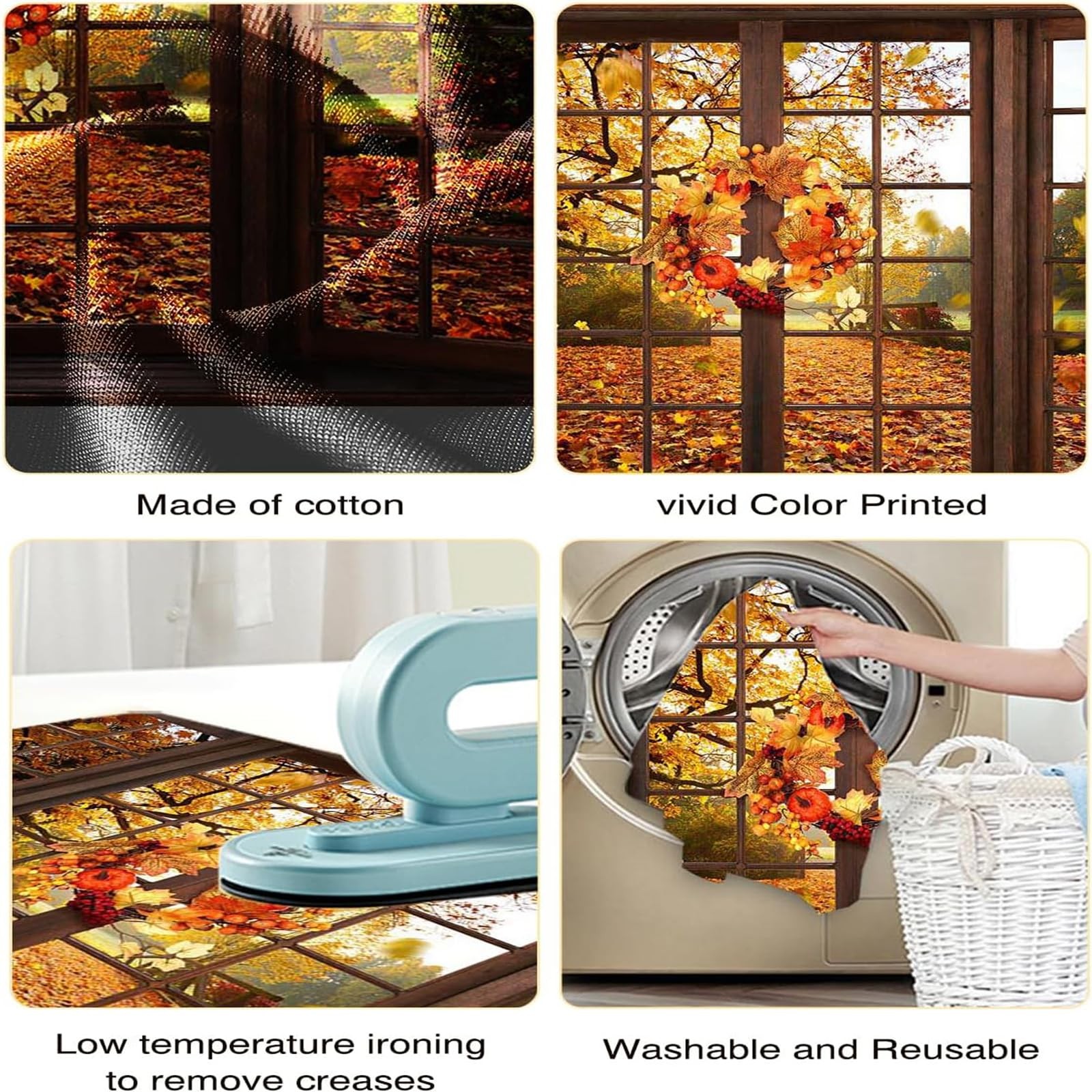 7x5ft Fall Backdrop Window Maple Leaves Fall Forest Photography Backdrop Autu…