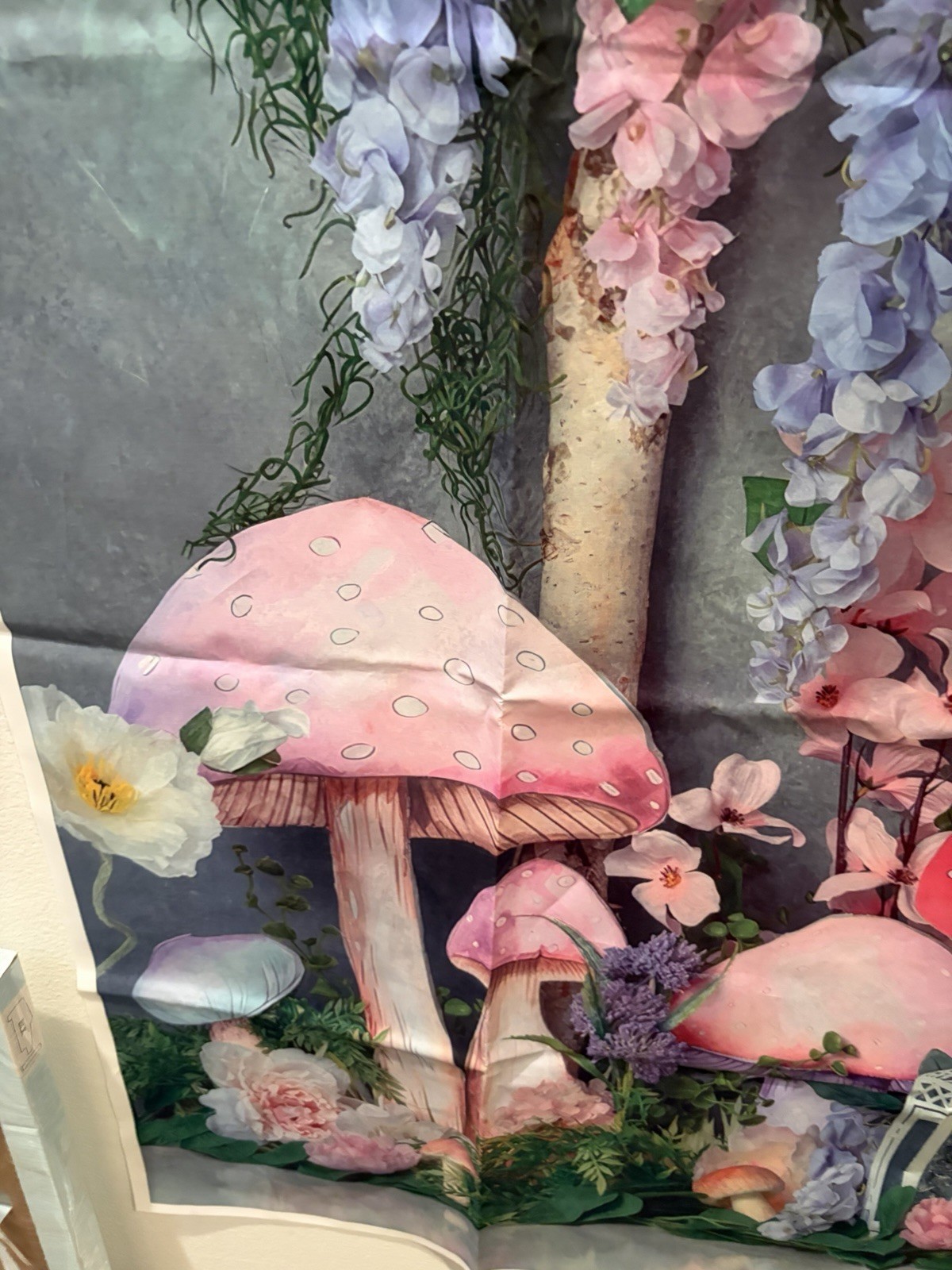 Fairy Mushroom Backdrop Enchanted Garden Photo Background Pink Purple 7 Ft X 5