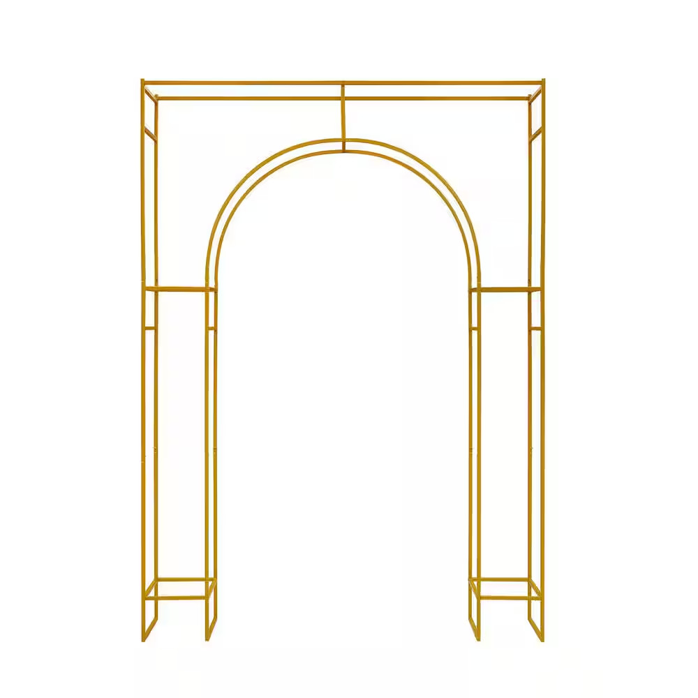 98.4 In. X 70.8 In. Gold Metal Wedding Arch Backdrop Stand Background Decoration