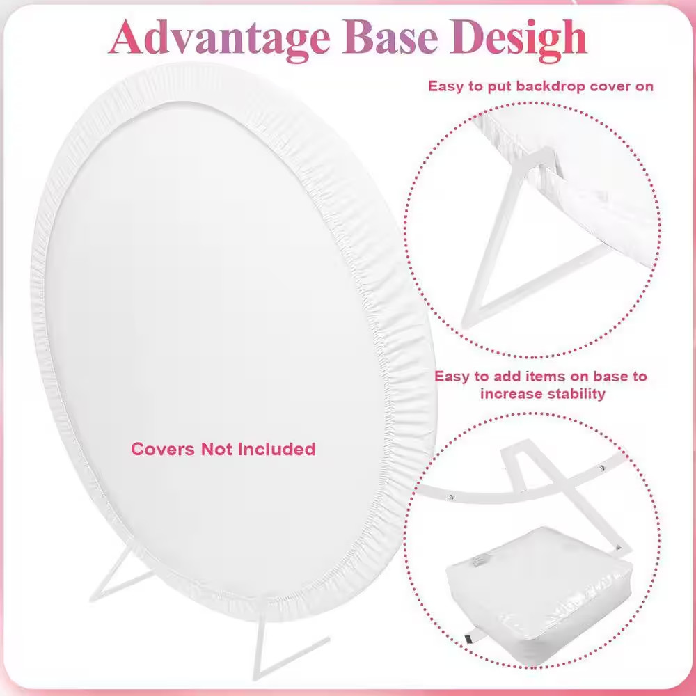 86.6 In. X 86.6 In. White Metal Arbor, round Backdrop Stand Circle Balloon Arbor