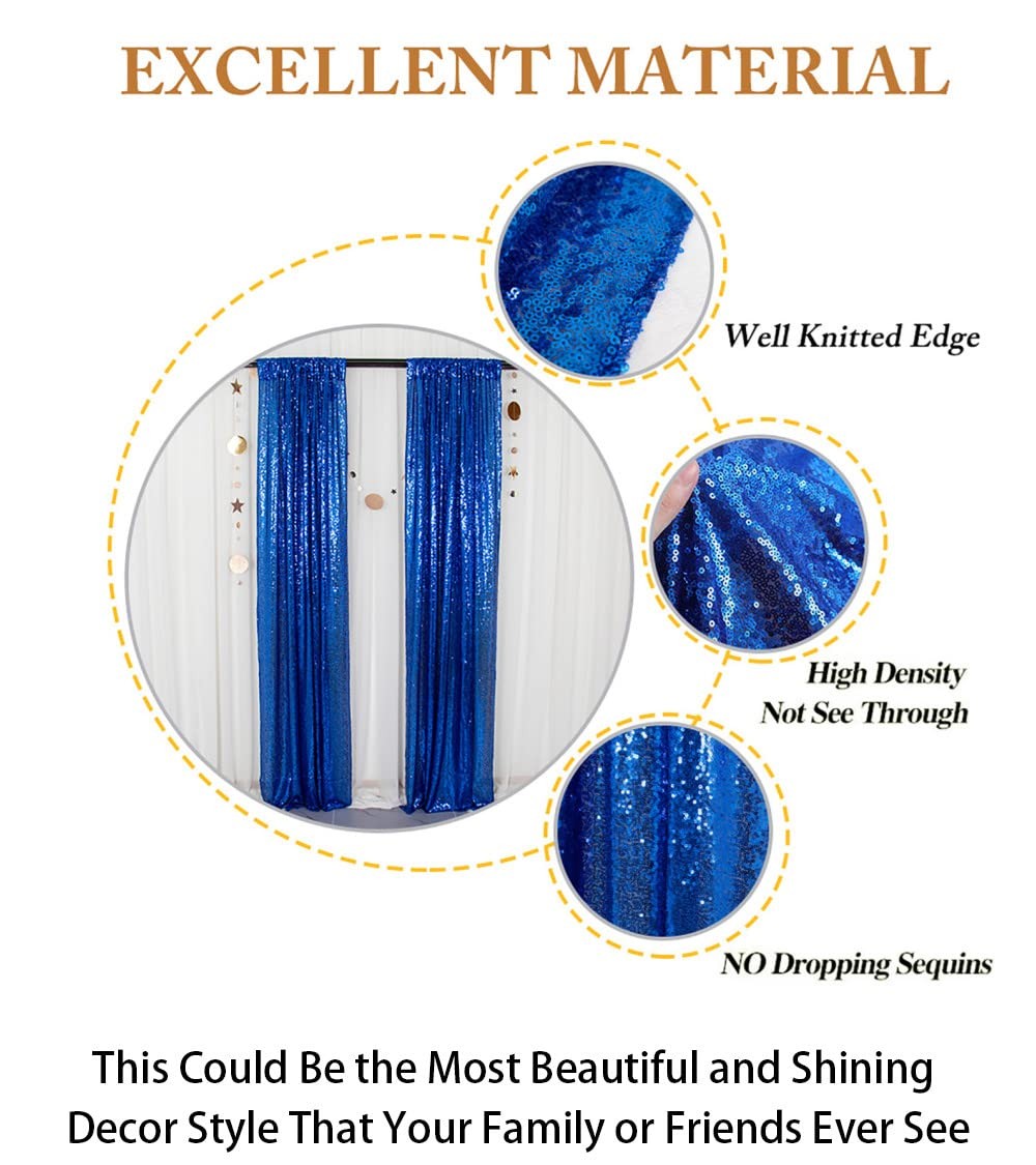 Sequin Curtains 2 Panels Royal Blue 2FTx8FT Sequin Photo Backdrop Sequin Back…