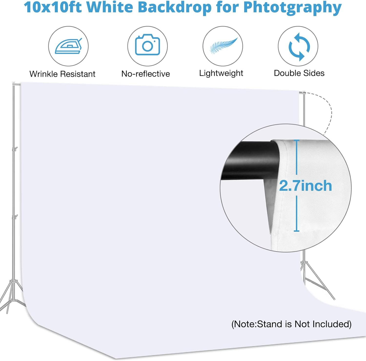Aimosen 10X10 FT White Backdrop Background for Photography, Large Pure Photo Bac