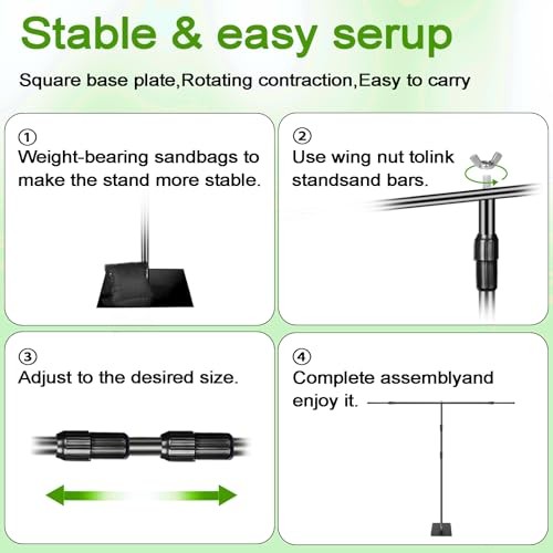 8×5 ft Adjustable Green Screen Backdrop Kit with Stand, Photo Background 5×8 ft