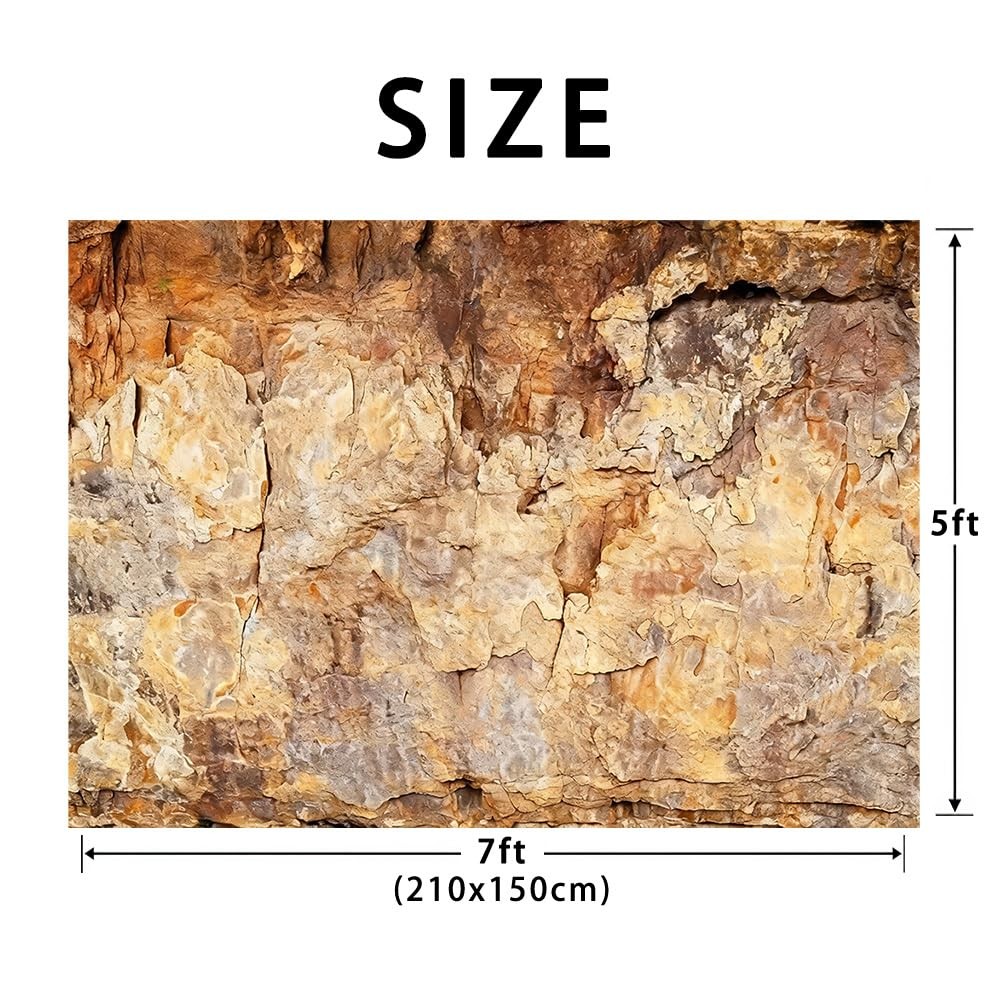 MQCGLJ 7x5ft Natural Rock Cave Portrait Photo Backdrop Rustic 7x5FT, brown