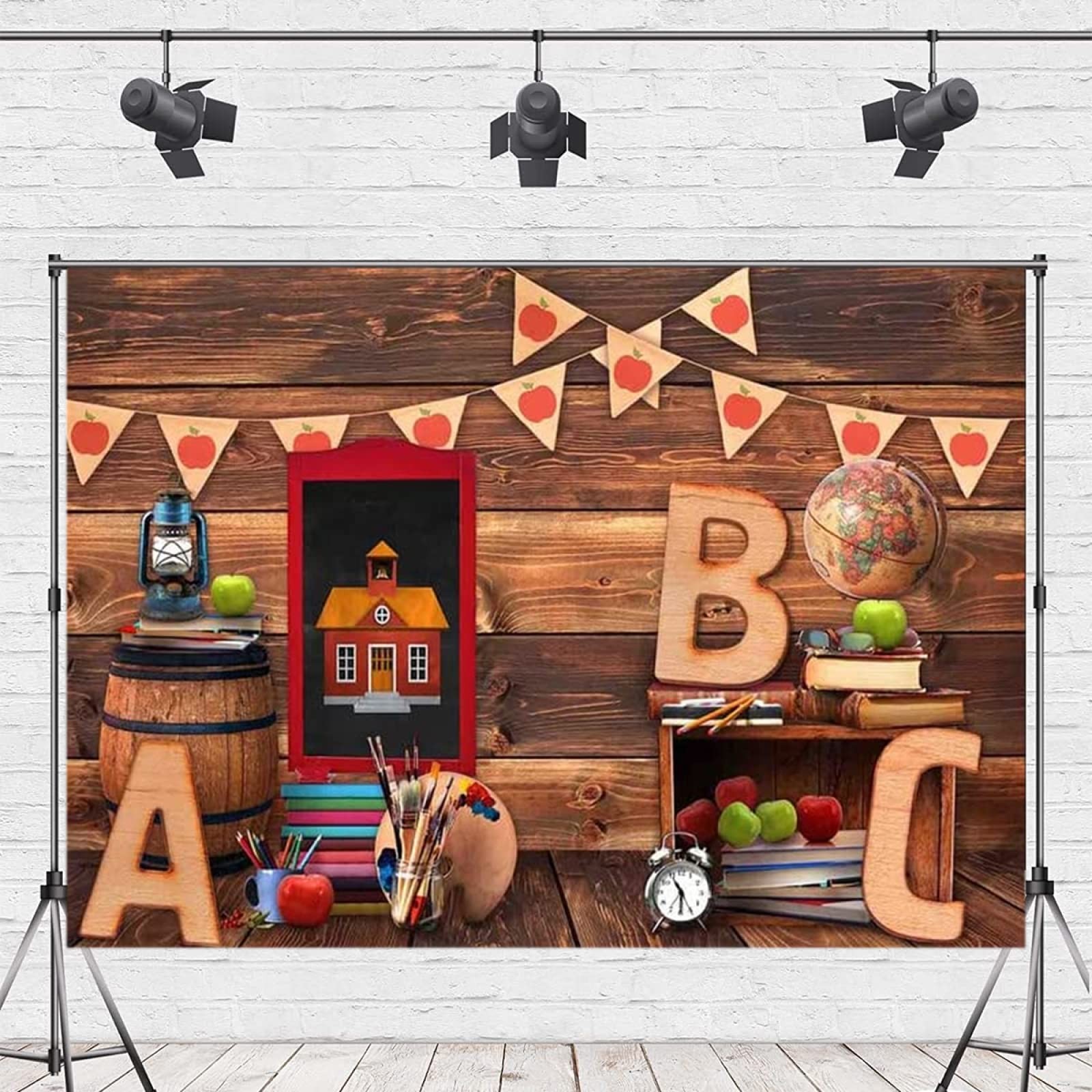 Welcome Back To School Backdrop Globe Pencil Book Classroom First Day 7×5 ft