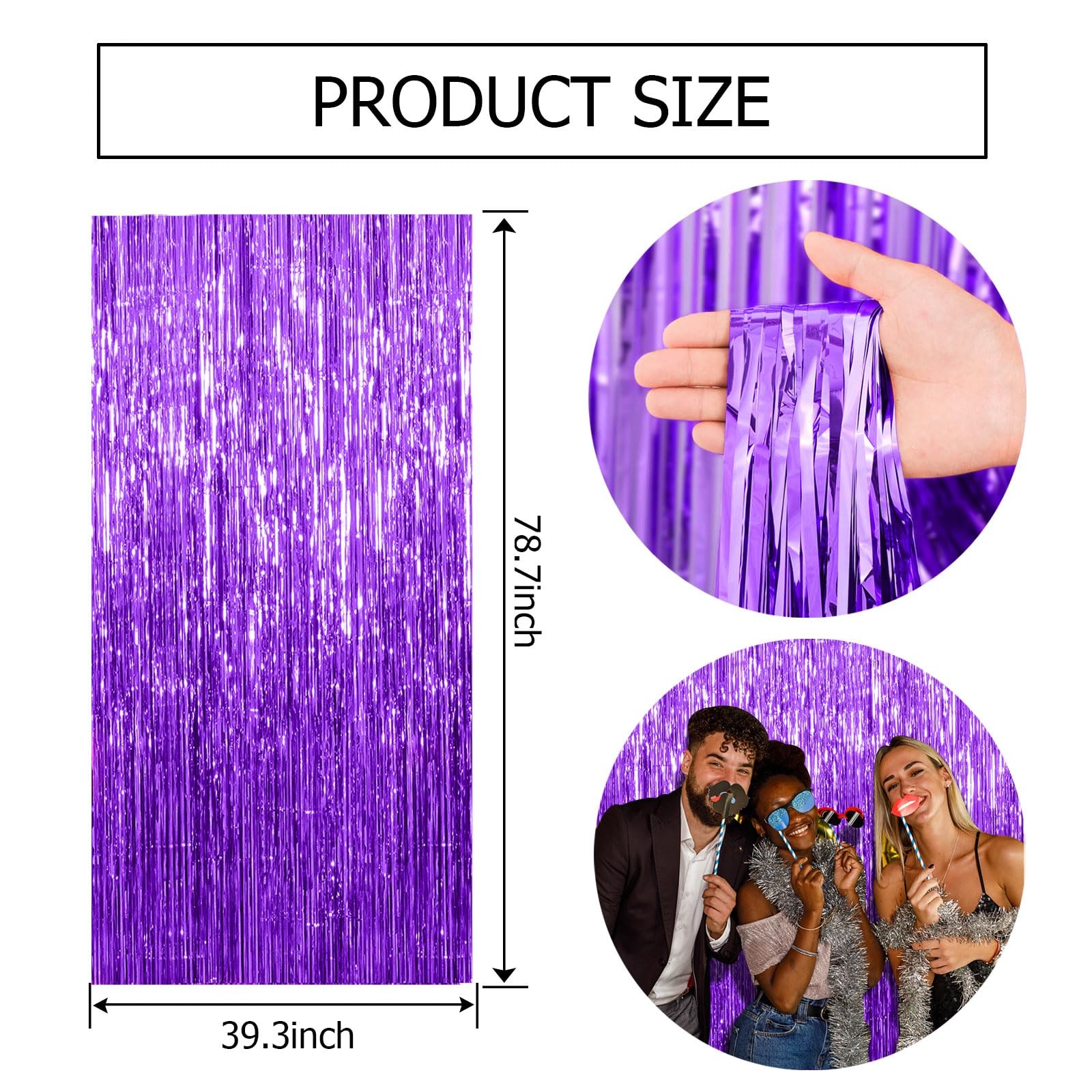 2 Pack Purple Backdrop Tinsel Streamers 39.4″w X 78.7″l (Pack of 2),