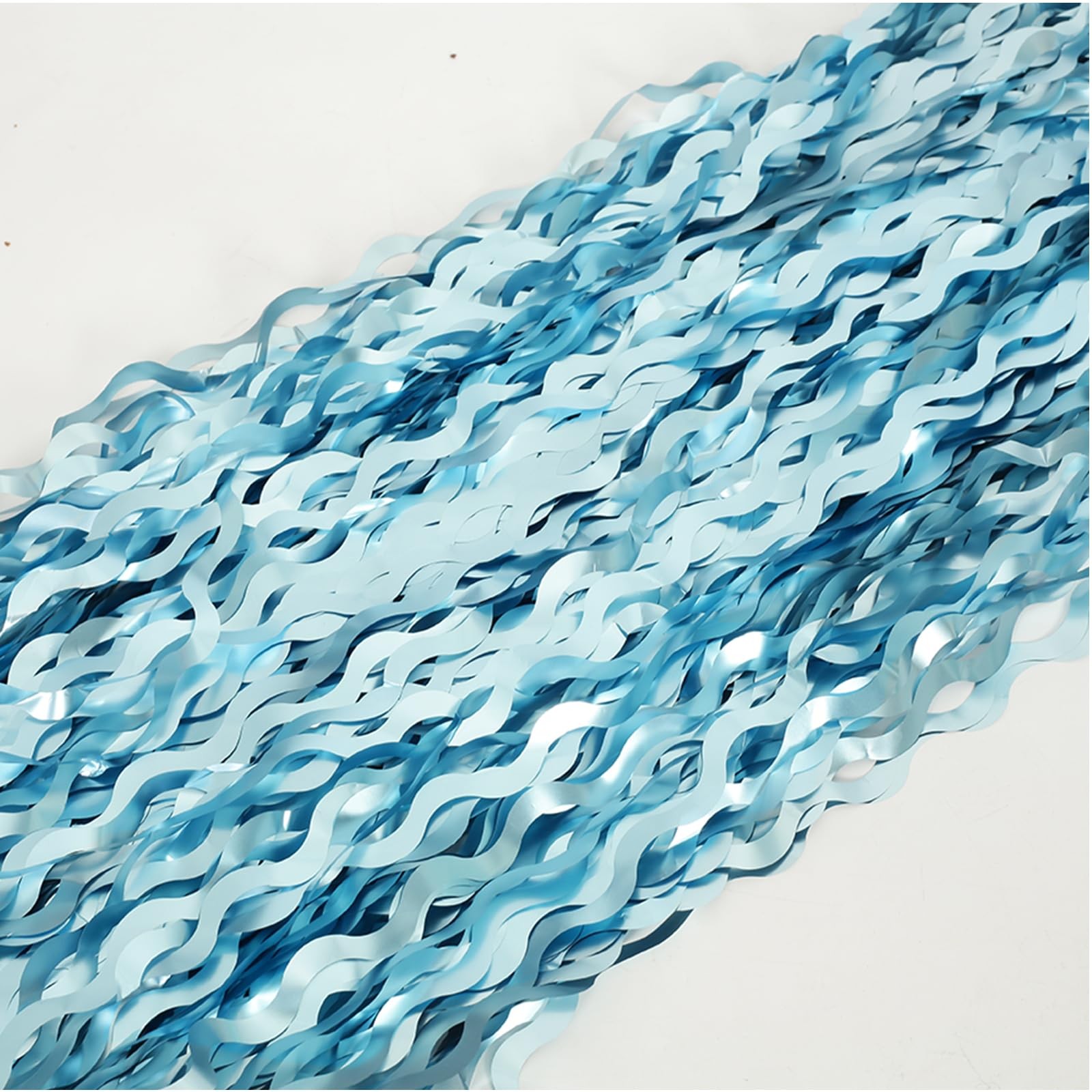 4 Pack Wavy Blue Foil Fringe Curtain 3.3×6.6 Feet | 3.3ft*6.6ft,