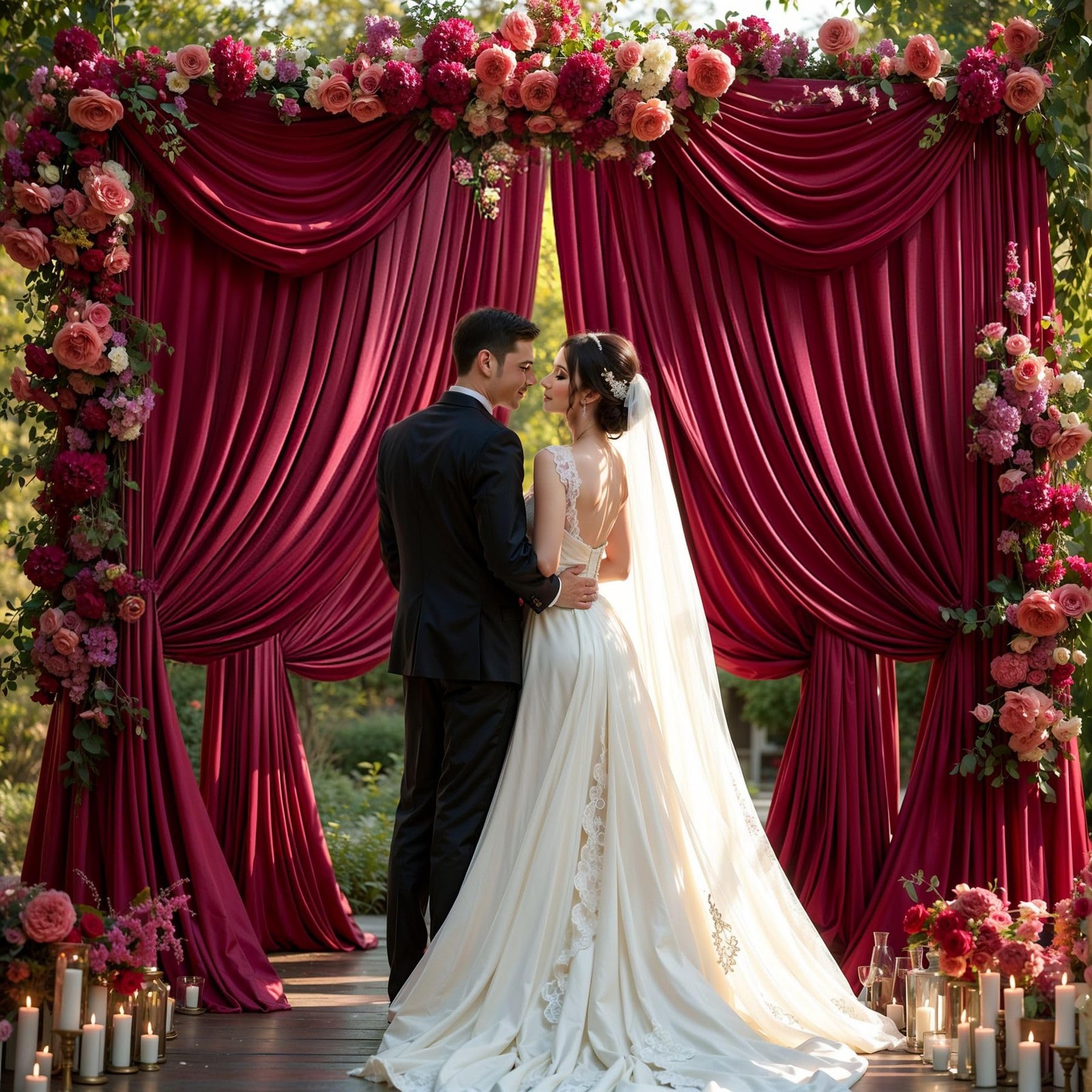 40x10FT Burgundy Backdrop Curtains for W4′ x H10′(10 Panels),