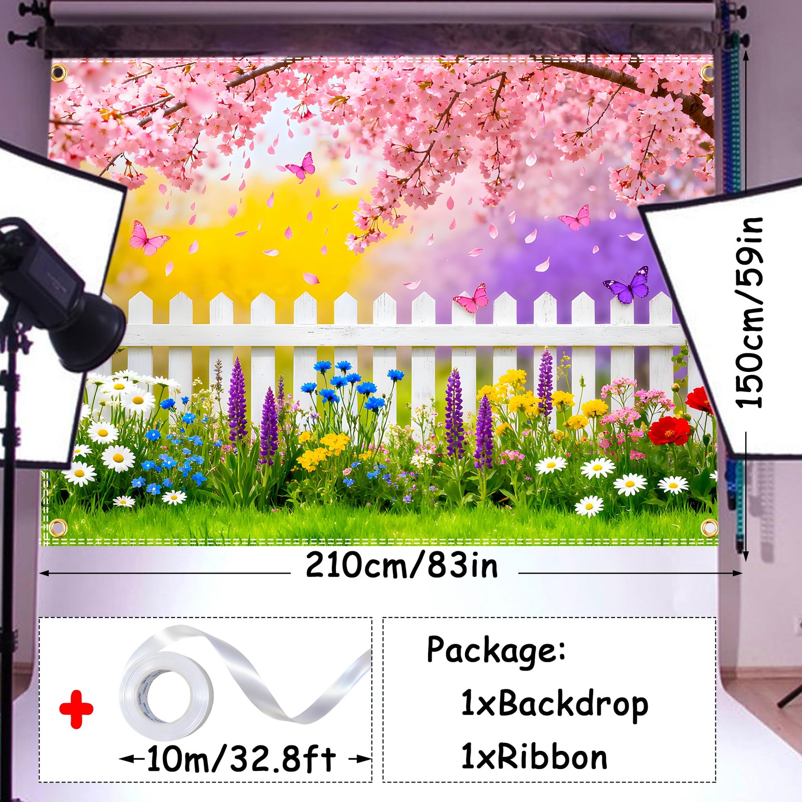 Spring Backdrop 7x5ft Garden Floral Polyester Pink 7×5 Ft,