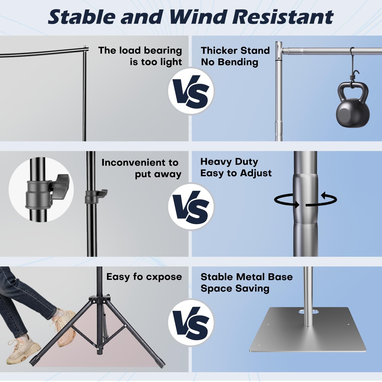 Heavy Duty Backdrop Stand, 8x10ft Pipe and Drape Backdrop Stand Kit with Adju…