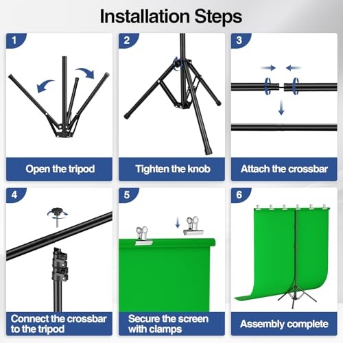 Green Screen Backdrop Kit with Stand, Portable Greenscreen 5x7ft green screen
