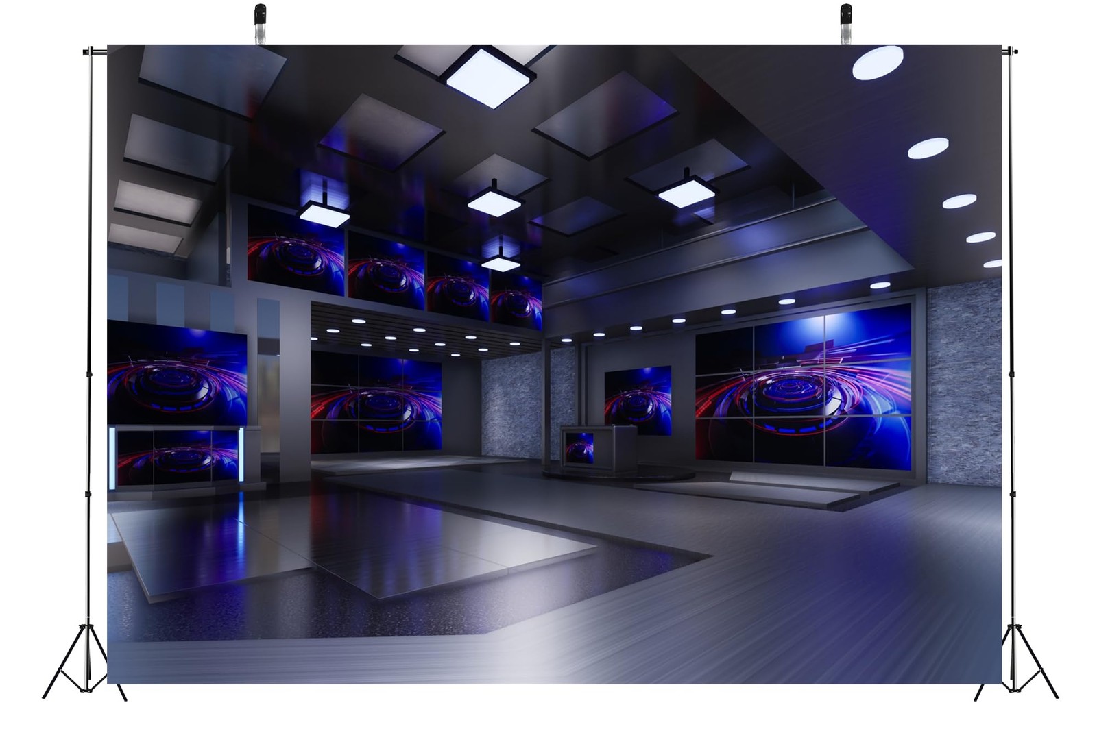 BELECO 7x5ft Fabric News Studio Backdrop Virtual Media Newsroom 7x5FT, A18983