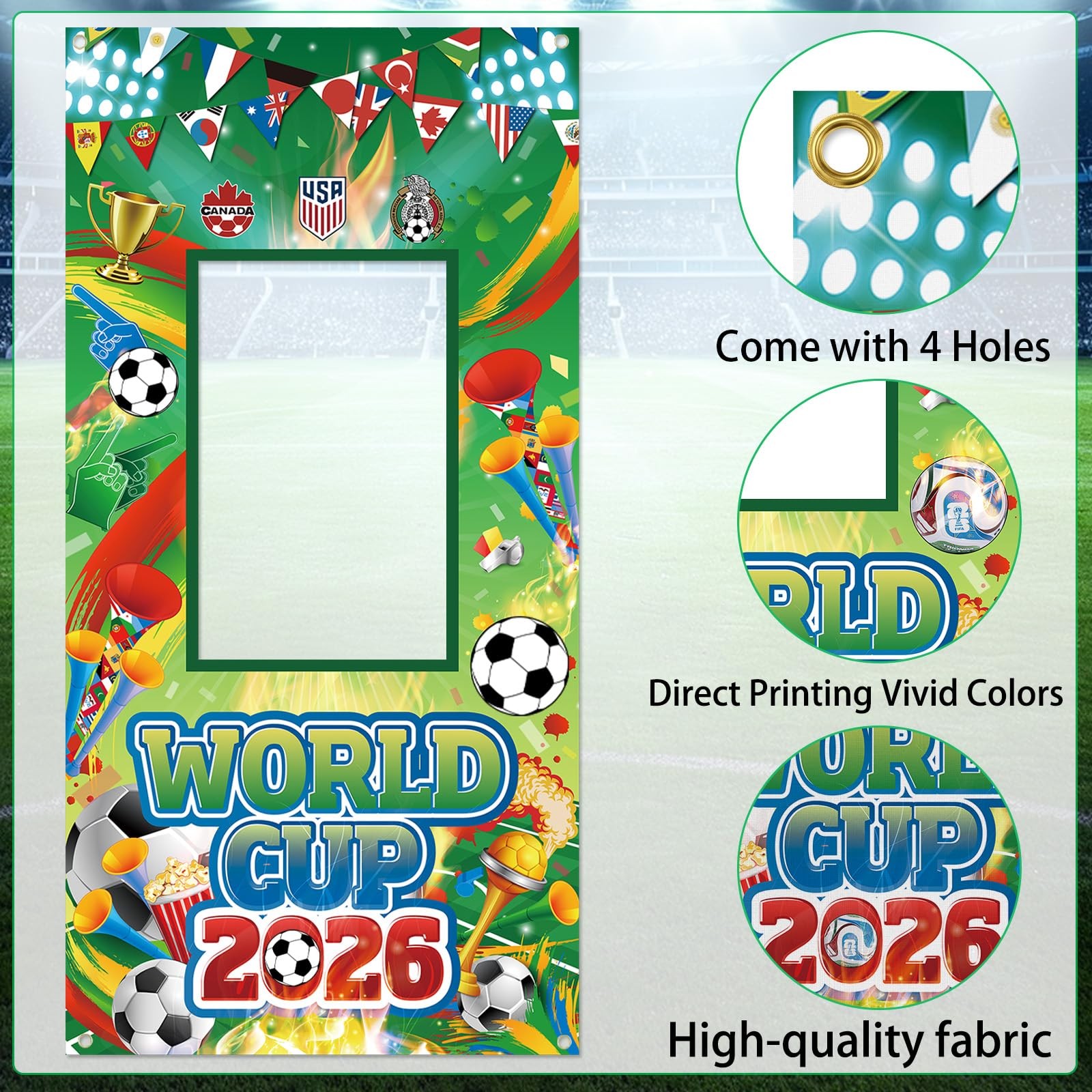 World Cup Decorations Photo Banner Backdrop 71×35 Inches Soccer Party Photo B,