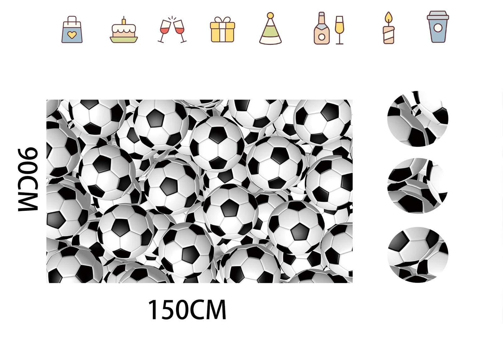 5X3FT Soccer Ball Pattern Photography Backdrop 210x150cm Party Background Ban…