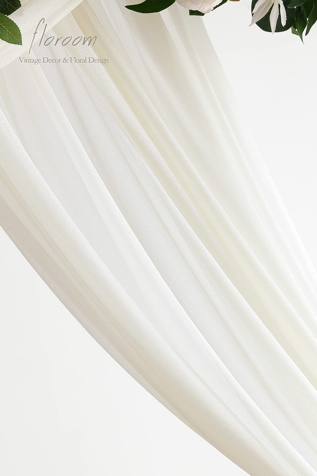 Wedding Arch Draping Fabric 2 Panels 20Ft Ivory Chiffon Fabric Drapes Arbor D…