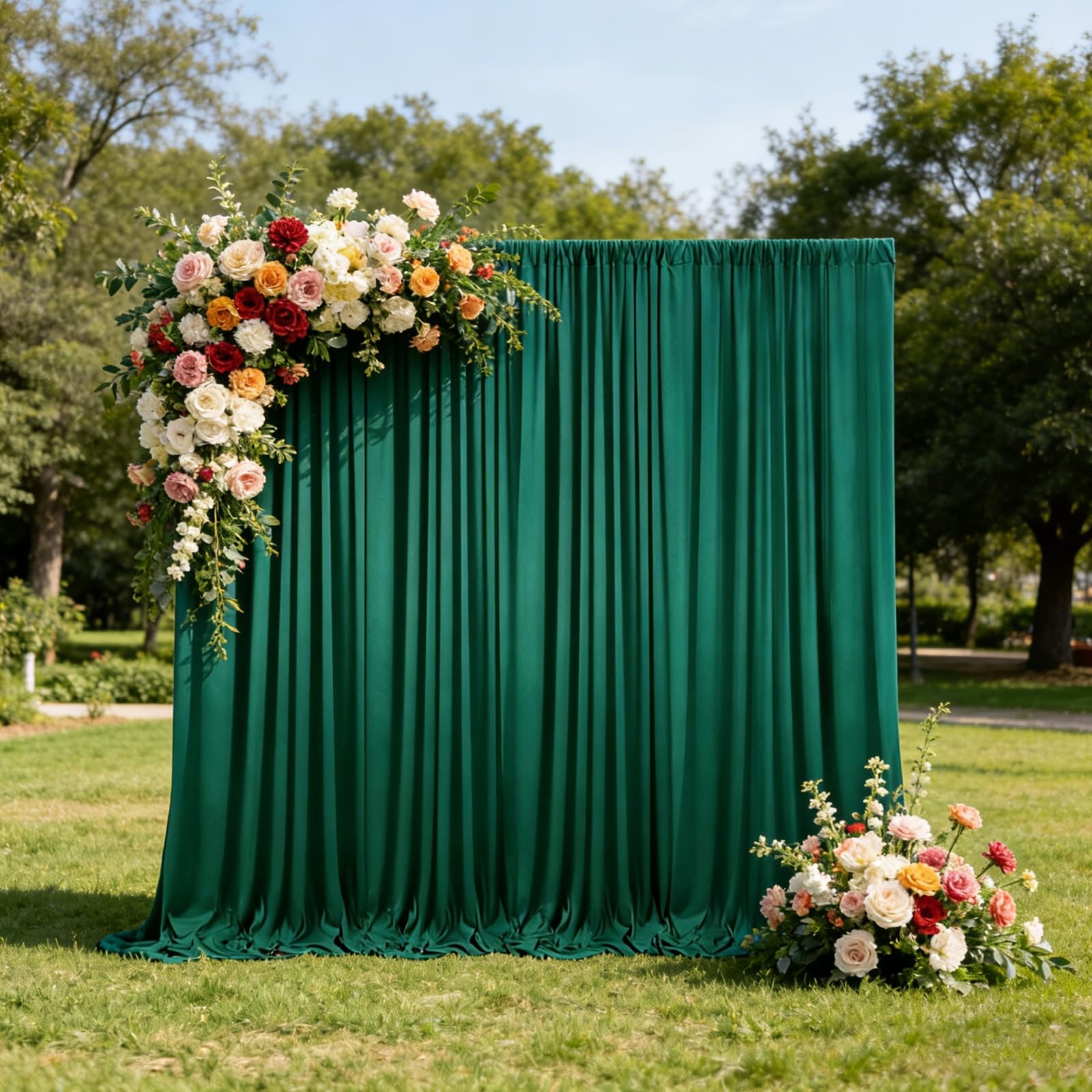 2 PCS Green Backdrop Curtains 10×7 Ft Polyester Party Photography Background