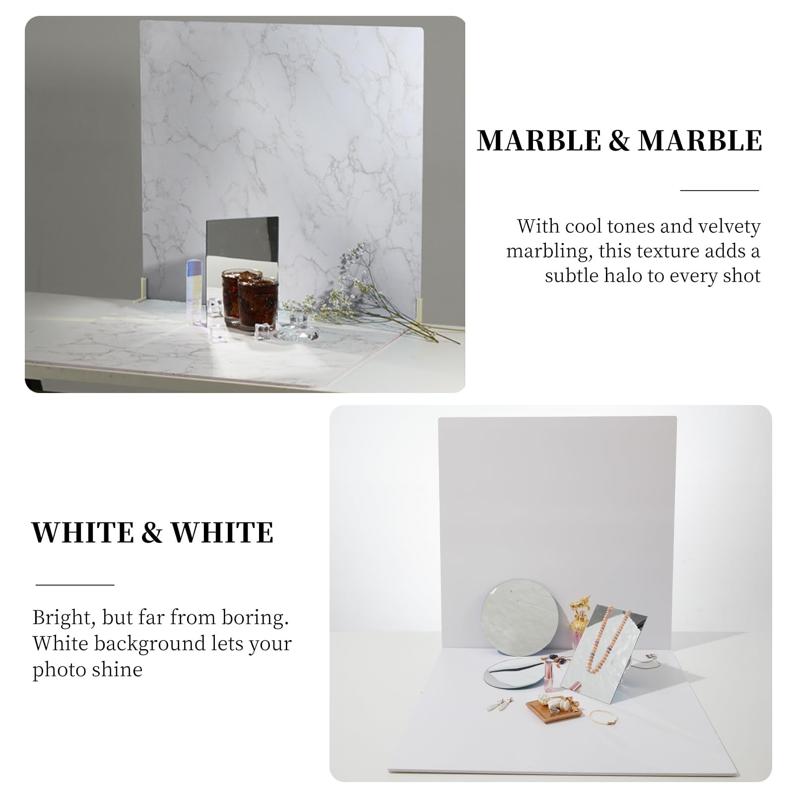 2 PCS Boards Photo Backdrop 2 Marbles Texture for Flat Lay, Food Photography …