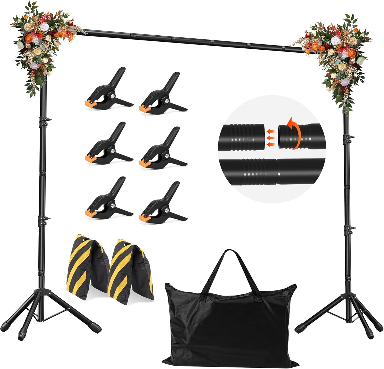 Backdrop Stand, Adjustable 10X7.5 FT Background Stand Backdrop for Parties, Phot