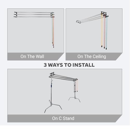 Photography Backdrop Roller Support 3 Rollers 120-Inch Crossbars Mount