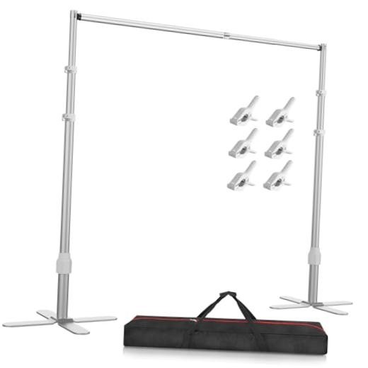 Backdrop Stand Heavy Duty 10x10Ft, Pipe and Drape Photo Background Silver
