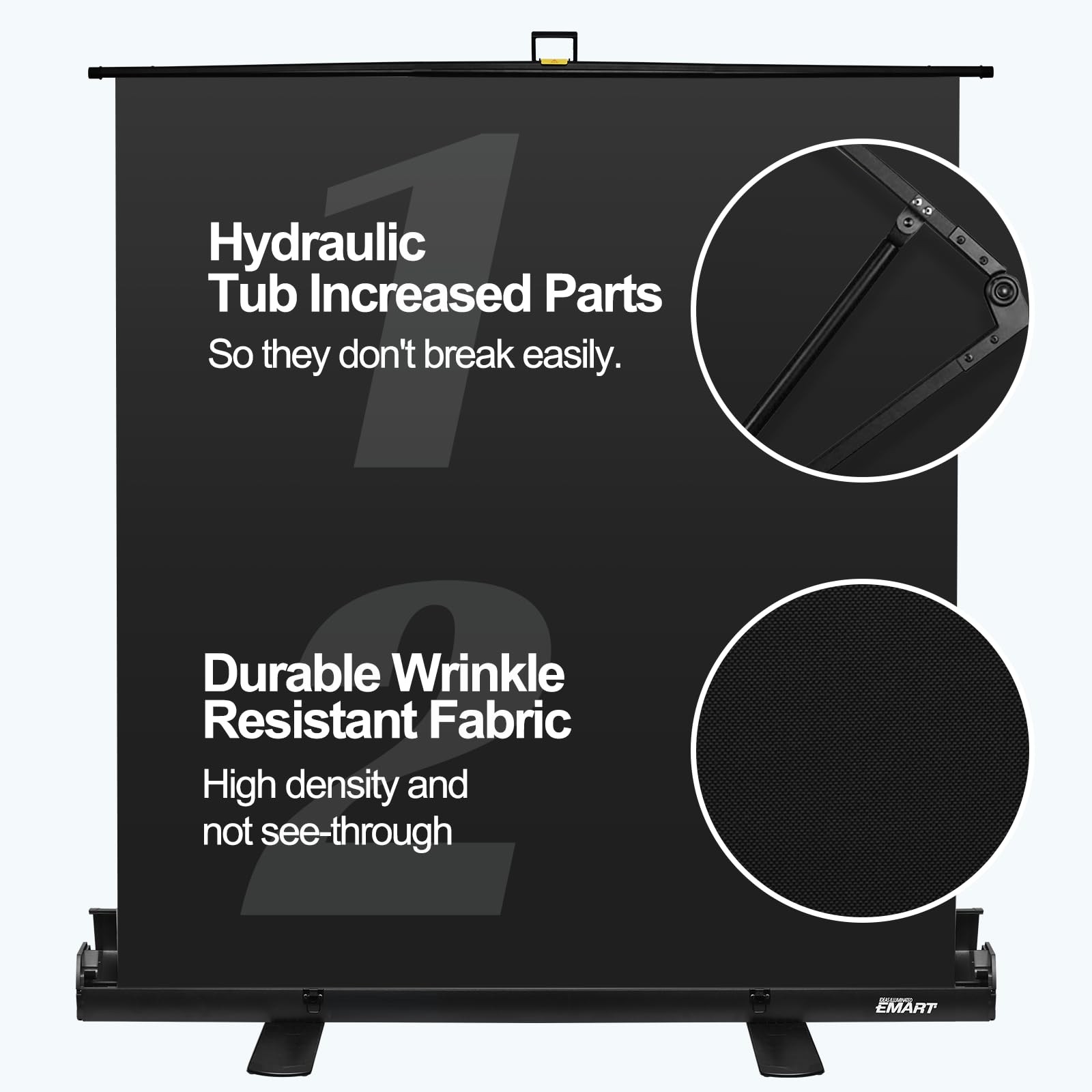 EMART 58x74in Collapsible Black Backdrop Screen, Retractable 58x74in,