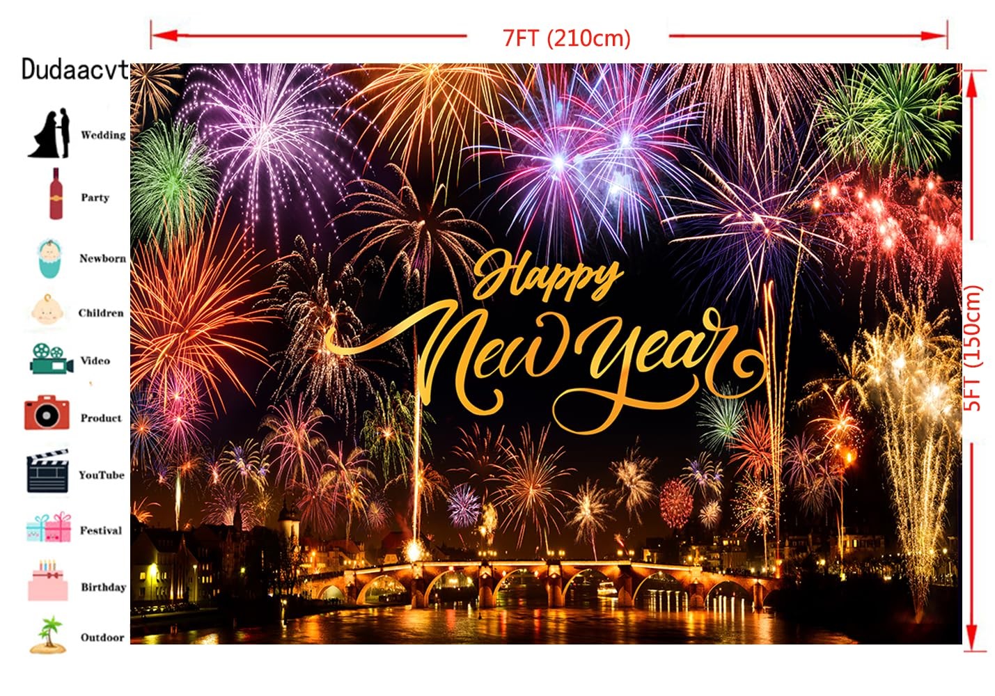 7x5ft New Year 2025 Backdrop Black Gold Eve Party Background Decorations