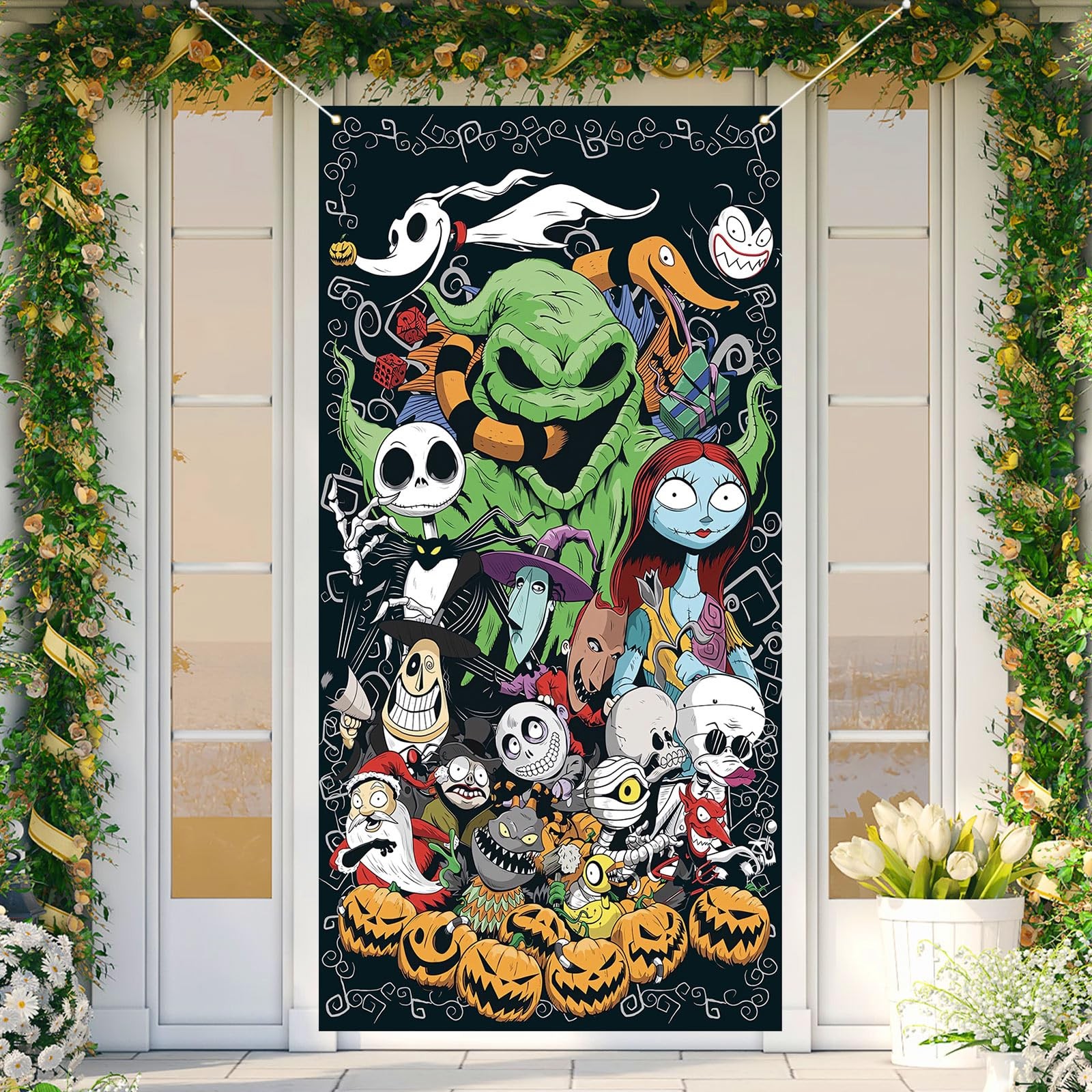 Halloween Door Cover Happy Birthday Photo Backdrop Halloween Birthday Party D…