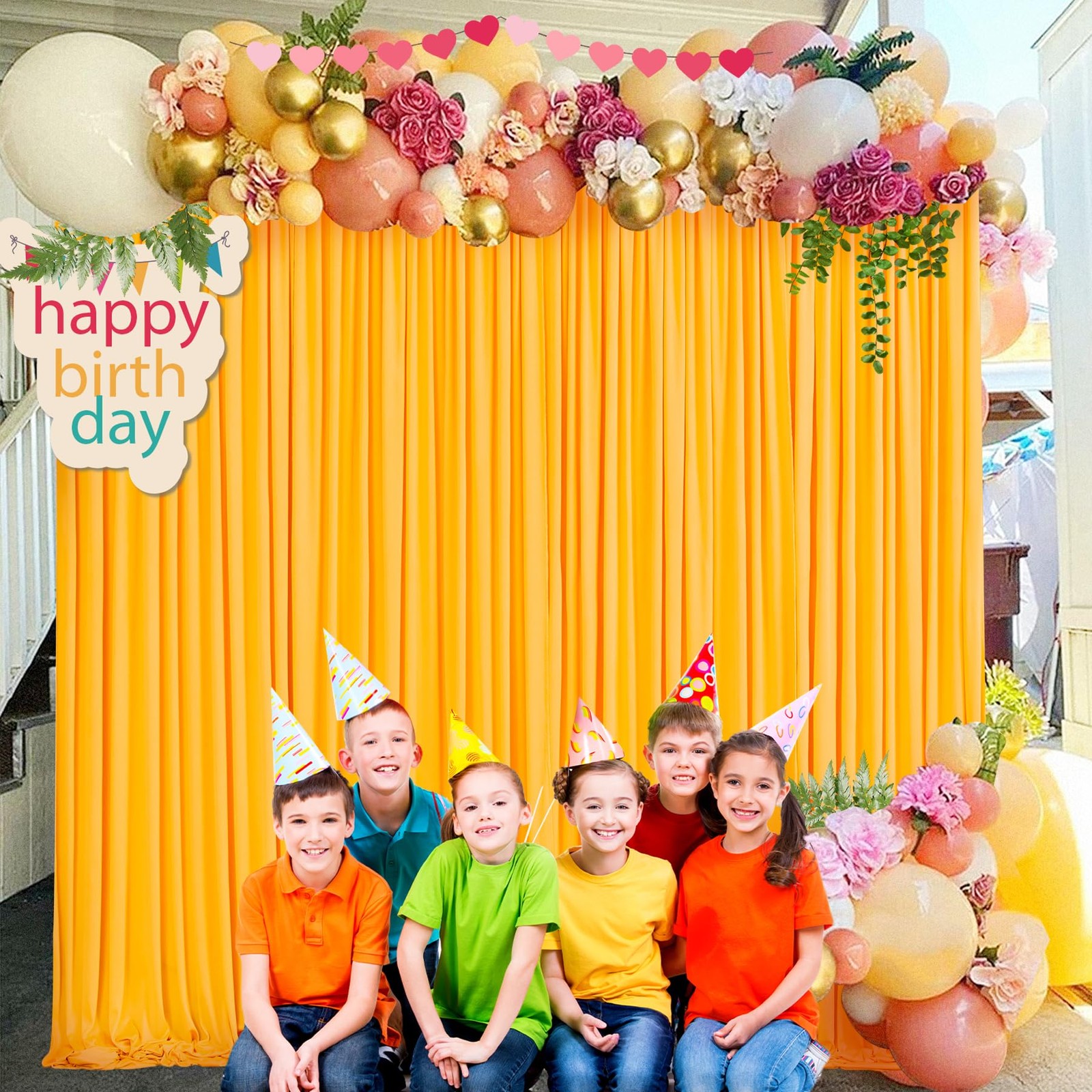 10×10 FT Marigold Backdrop Curtain Orange Photography Drapes 2 Panels Party