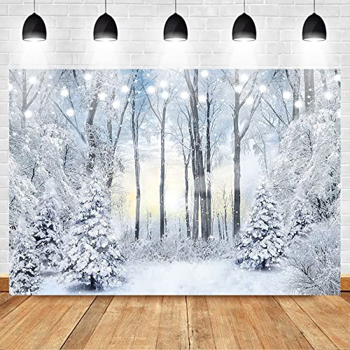 Snowy Forest Backdrop – Frozen Trees – Snowflake – Winter Wonderland – 8x6ft