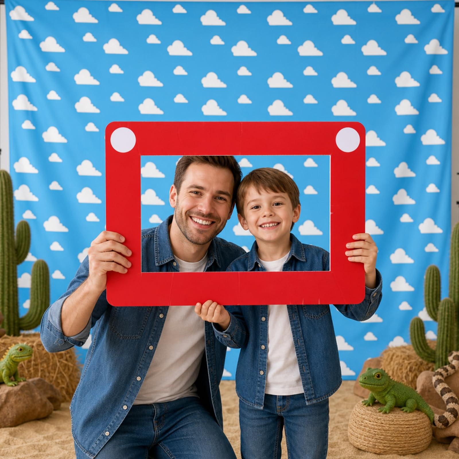 Cartoon Story Photo Booth Prop Decorations 7 x 5 Ft Blue Sky White Cloud Back…