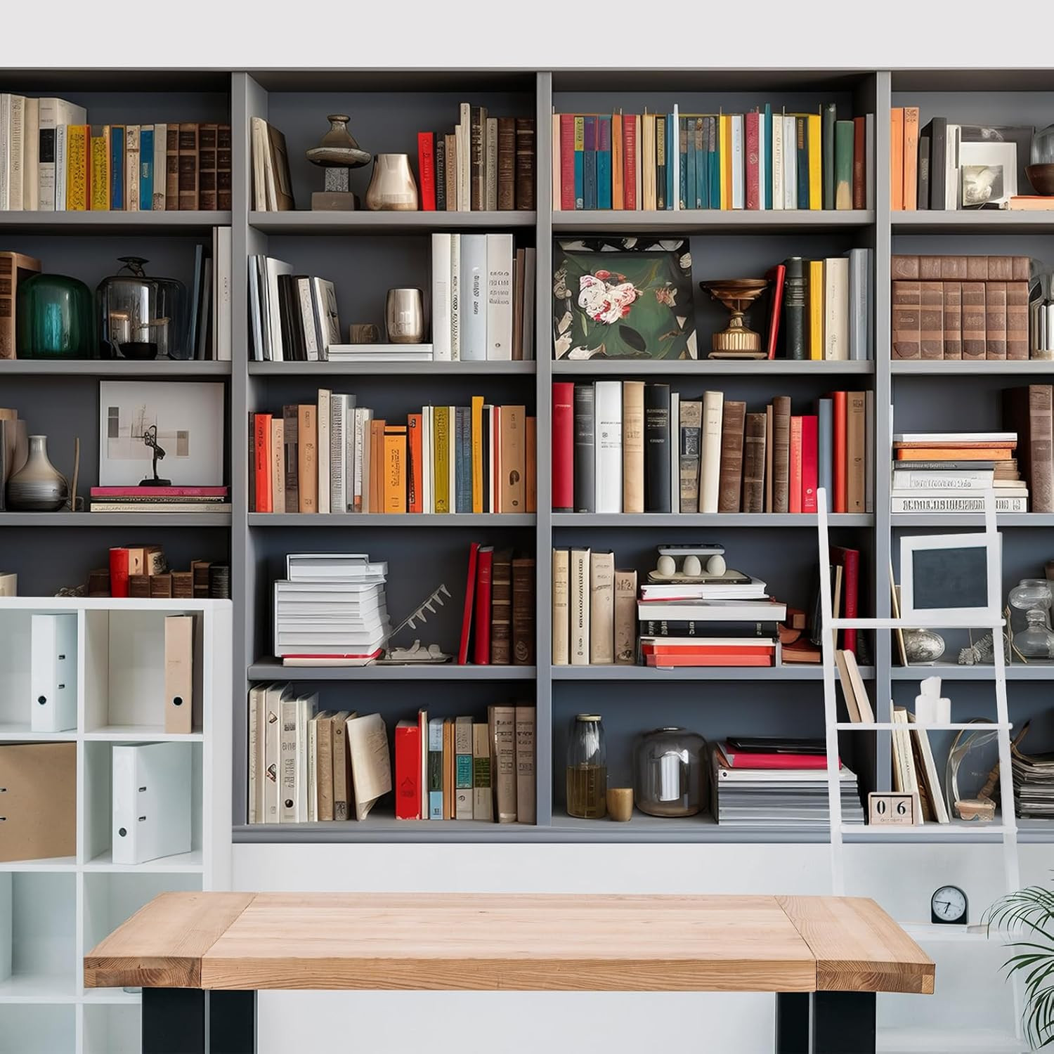8X6Ft Bookshelf Backdrop Wooden Bookcase Library Photography