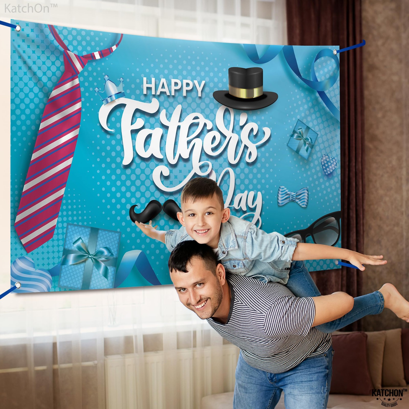 Blue Happy Fathers Day Banner – XtraLarge, 72×44 Inch | Happy Fathers Day Decora