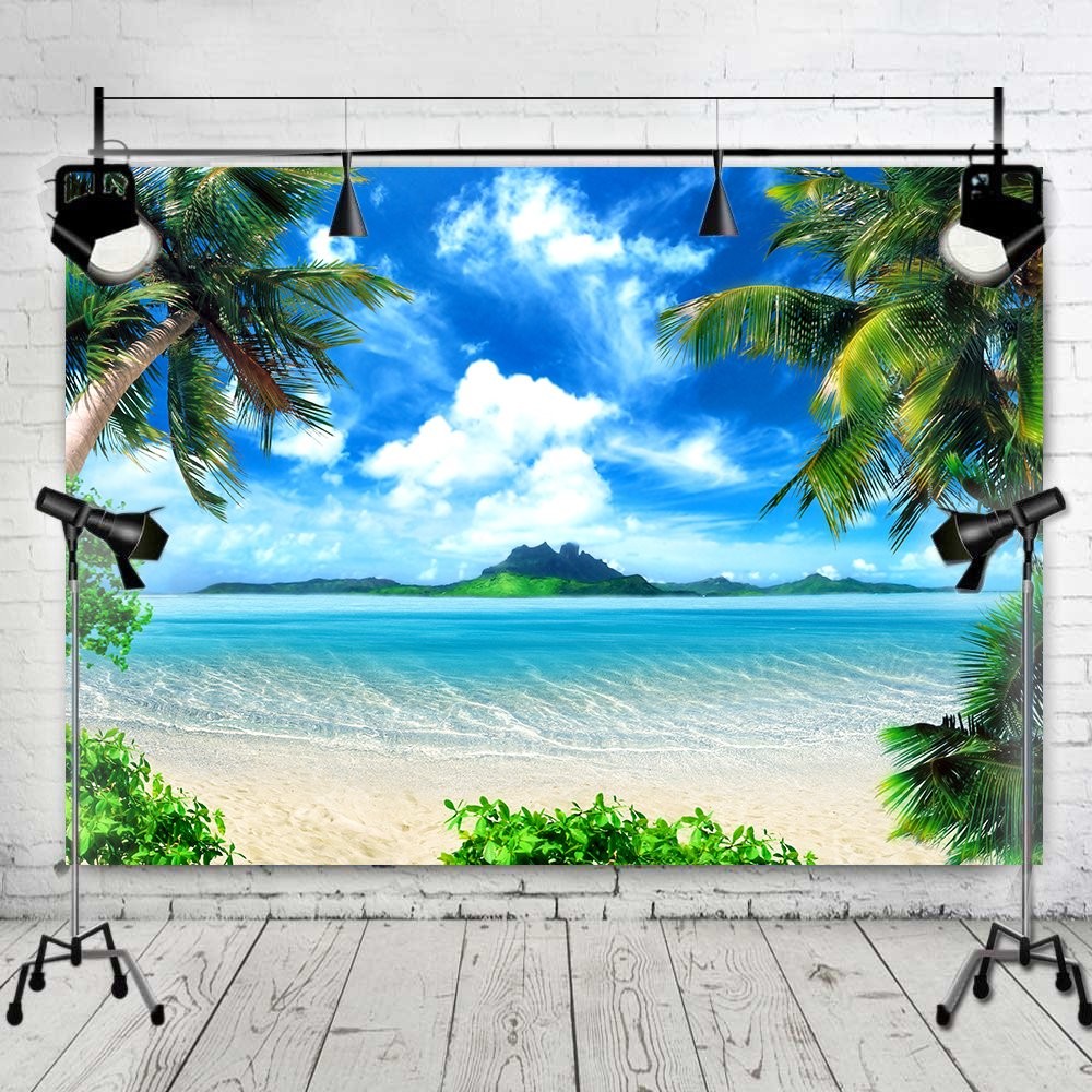 7x5ft Beach Photography Ocean Vinyl Photo Booth Wedding Party Backdrop
