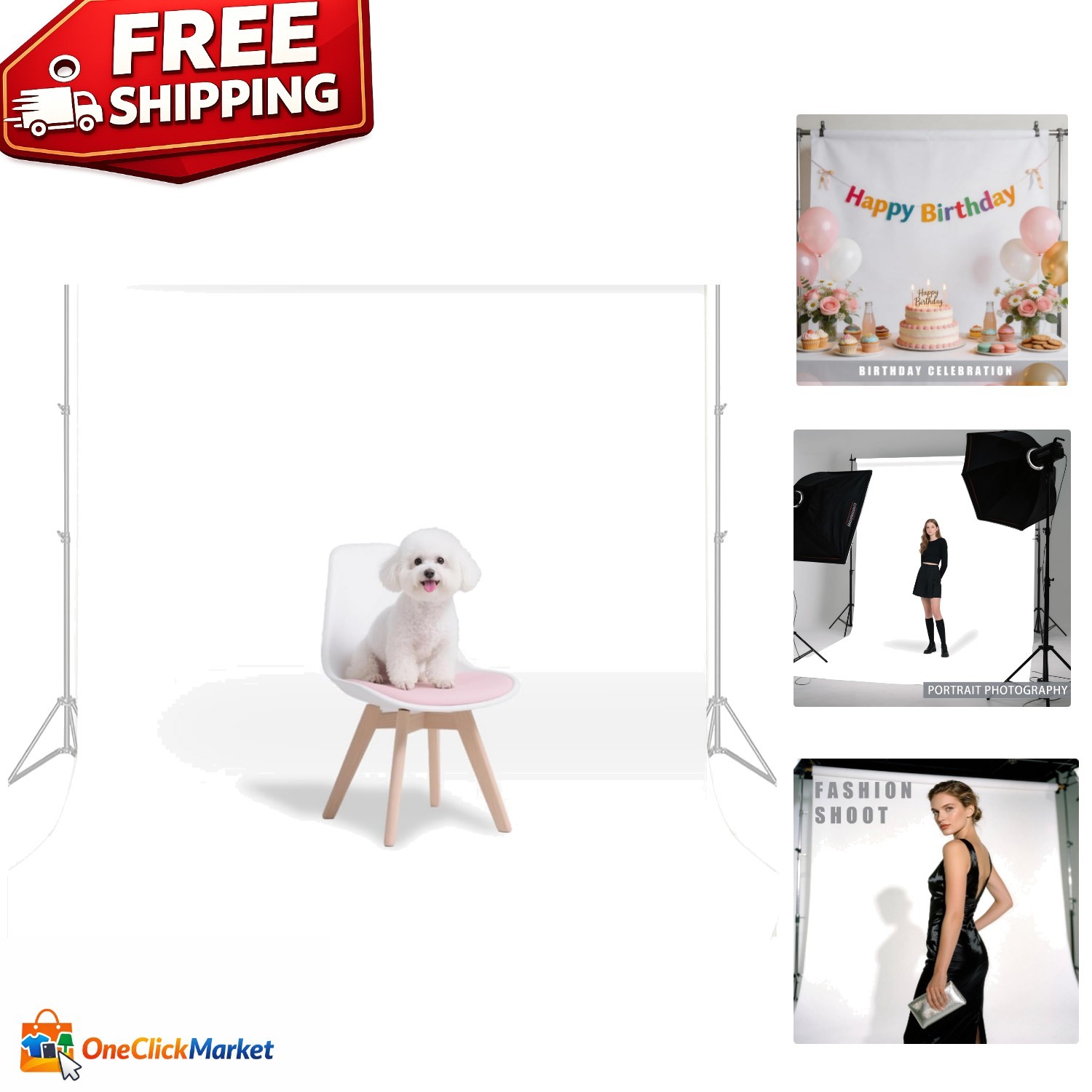 5x7FT Machine Washable White Backdrop for Timeless Portraits & Celebrations