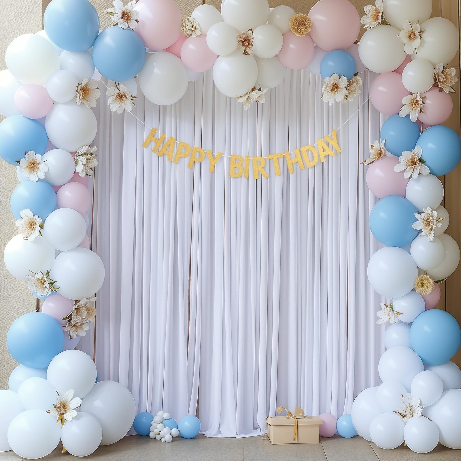 40x10FT White Backdrop Curtains for Wedding W4′ x H10′(10 Panels),