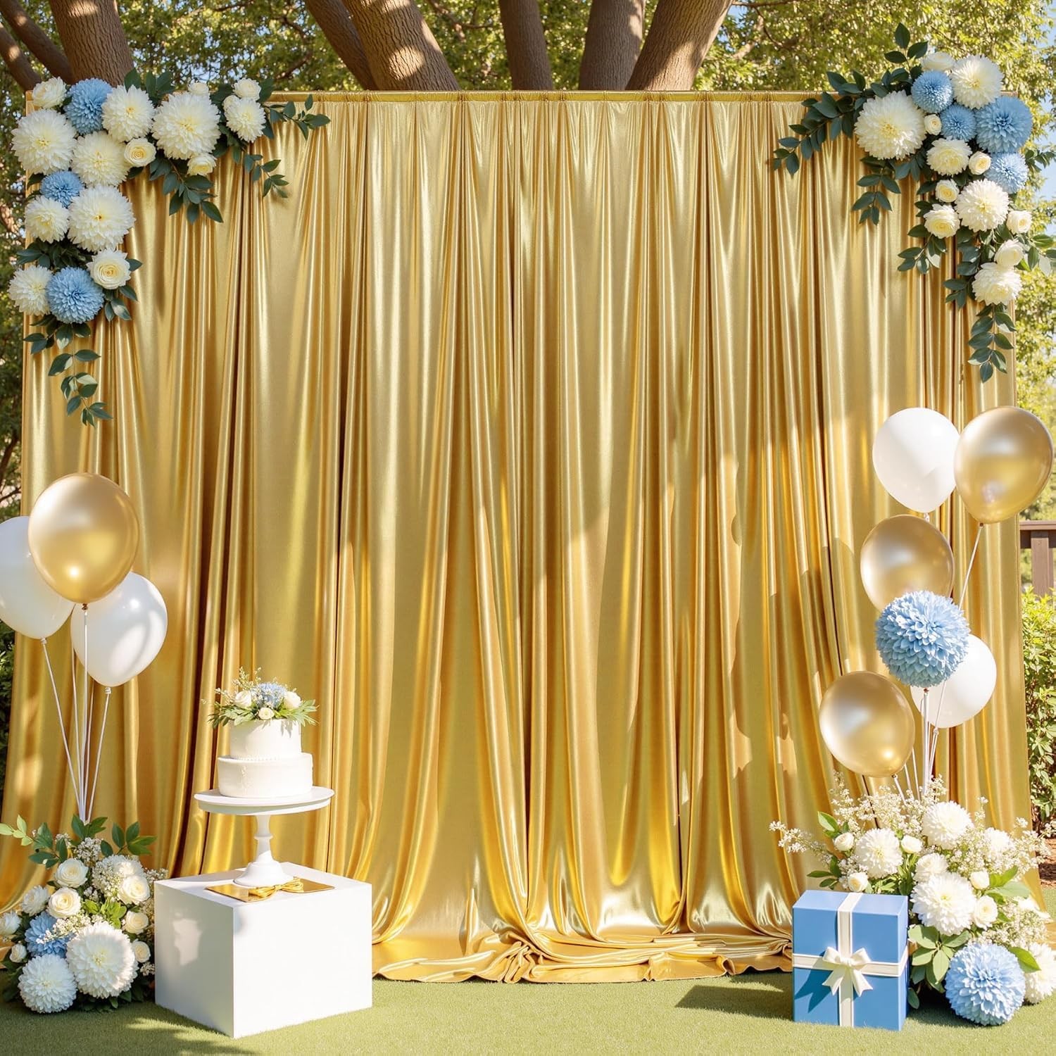 40ft x 10ft Gold Sequin Backdrop Curtain for 5’W×10’H _8 Panels,