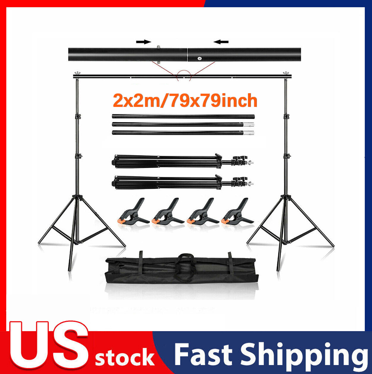 Backdrop Stand Background Stand Kit 6.5 x 6.5 ft for Party & Photo Studio + Case