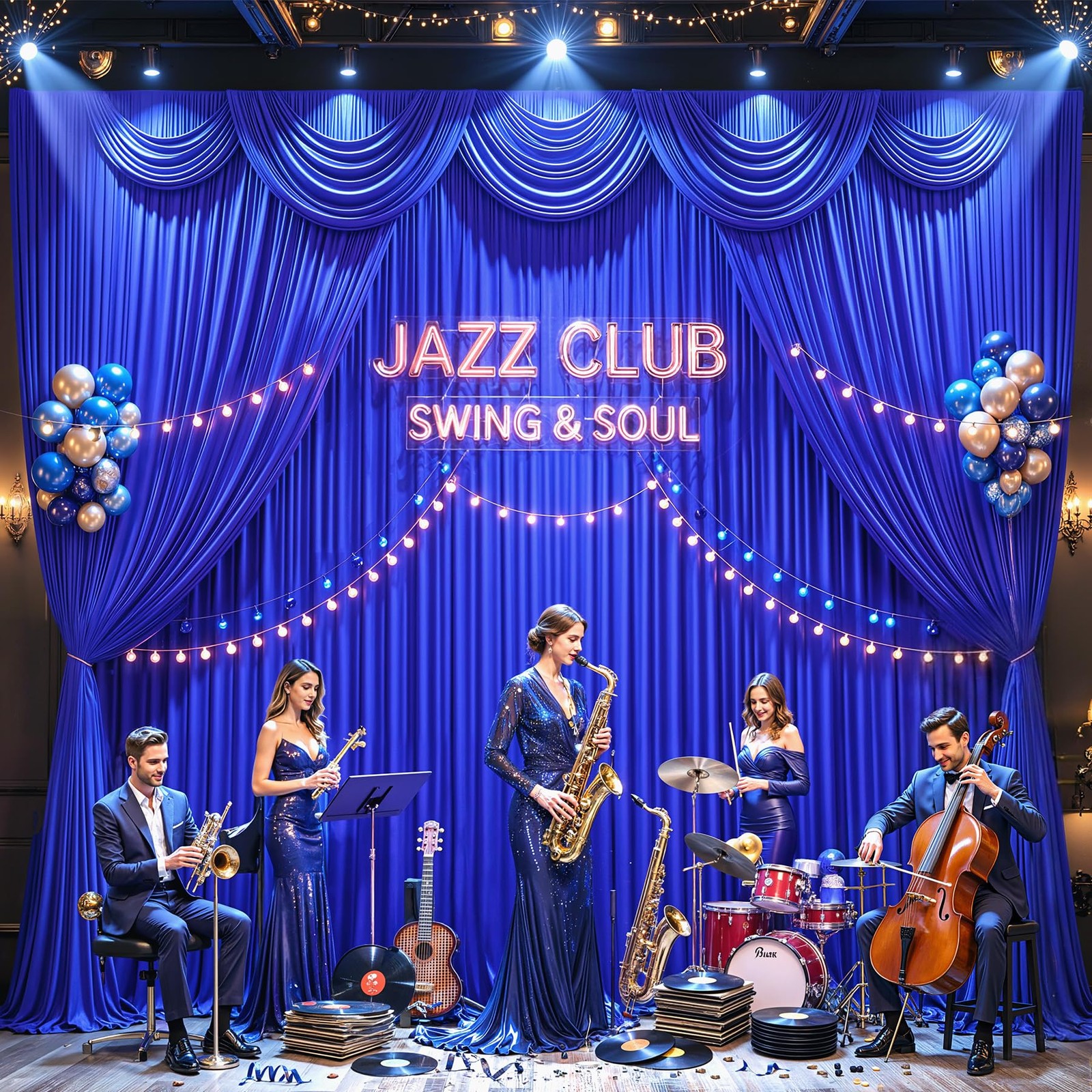 20ft×12ft Royal Blue Backdrop Curtain for Wedding Parties, Wrinkle Free Polye…