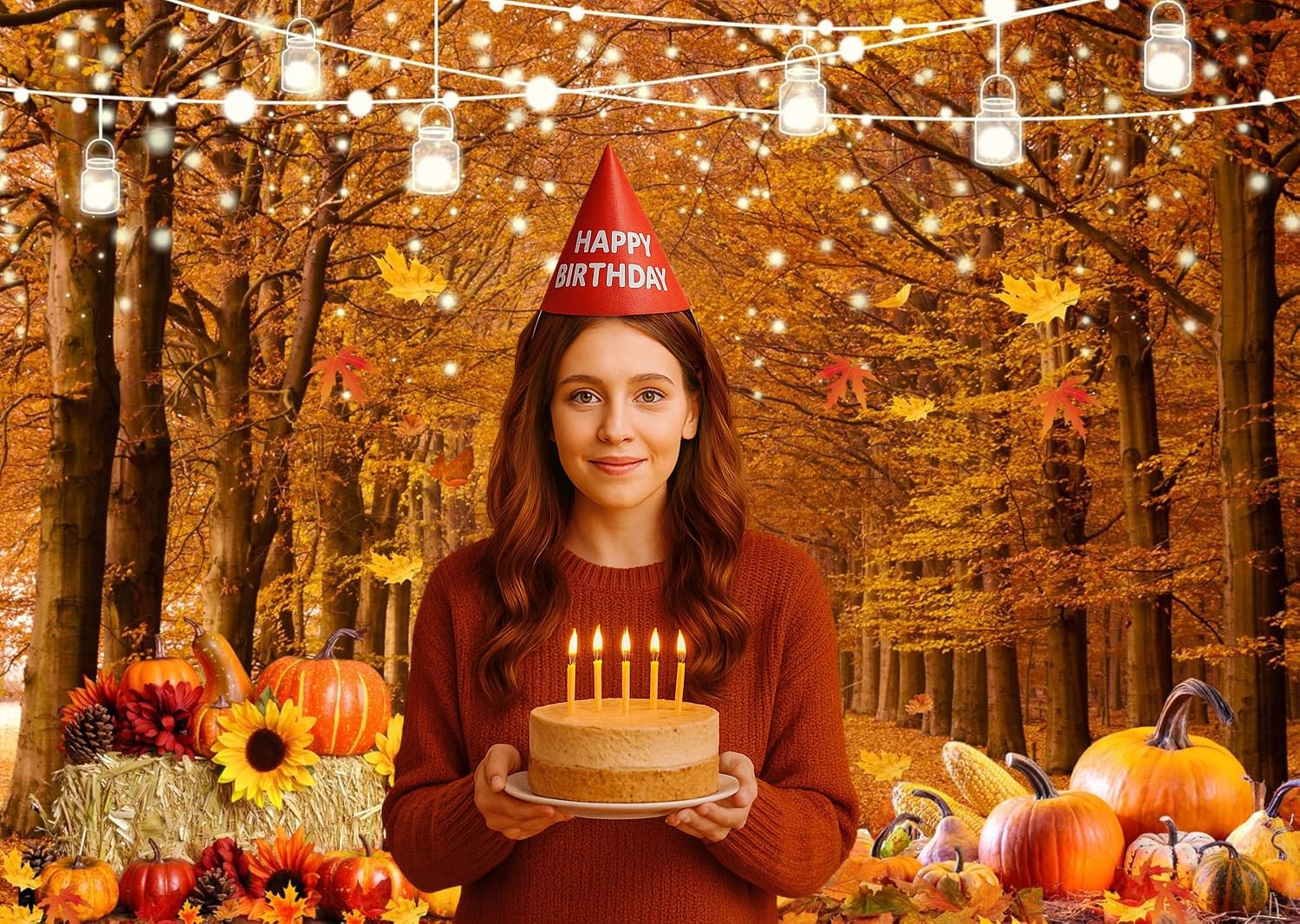 7x5ft Fall Forest Photography Backdrop Harvest Thanksgiving Pumpkin Prop 185