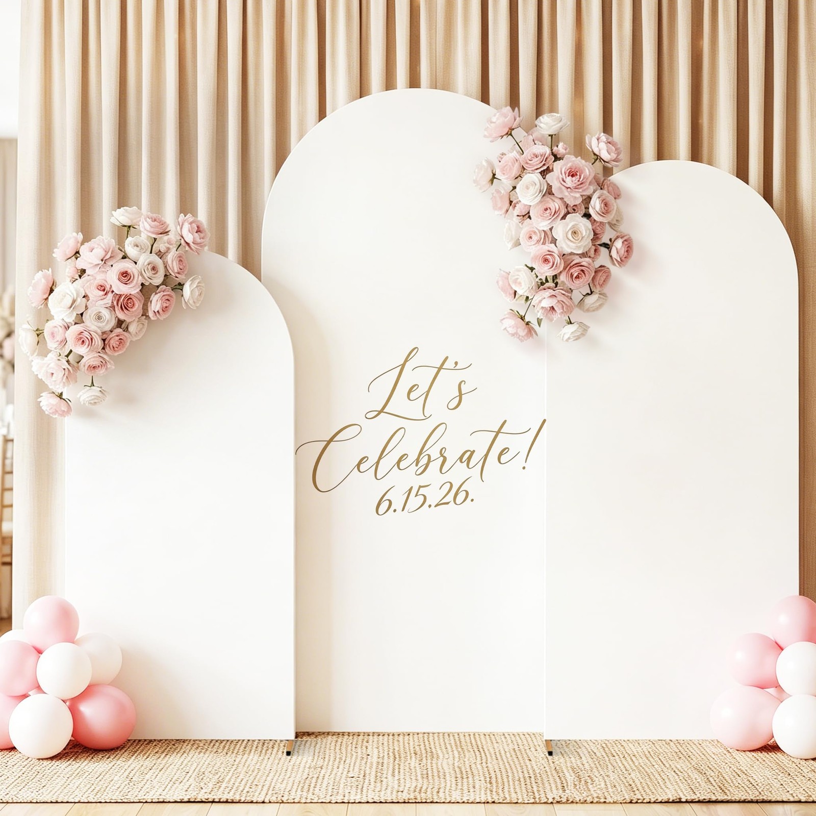 Metal Arch Backdrop Stand and Cover Set 7.2FT/6.6FT/6FT, Wedding Arch Frame w…