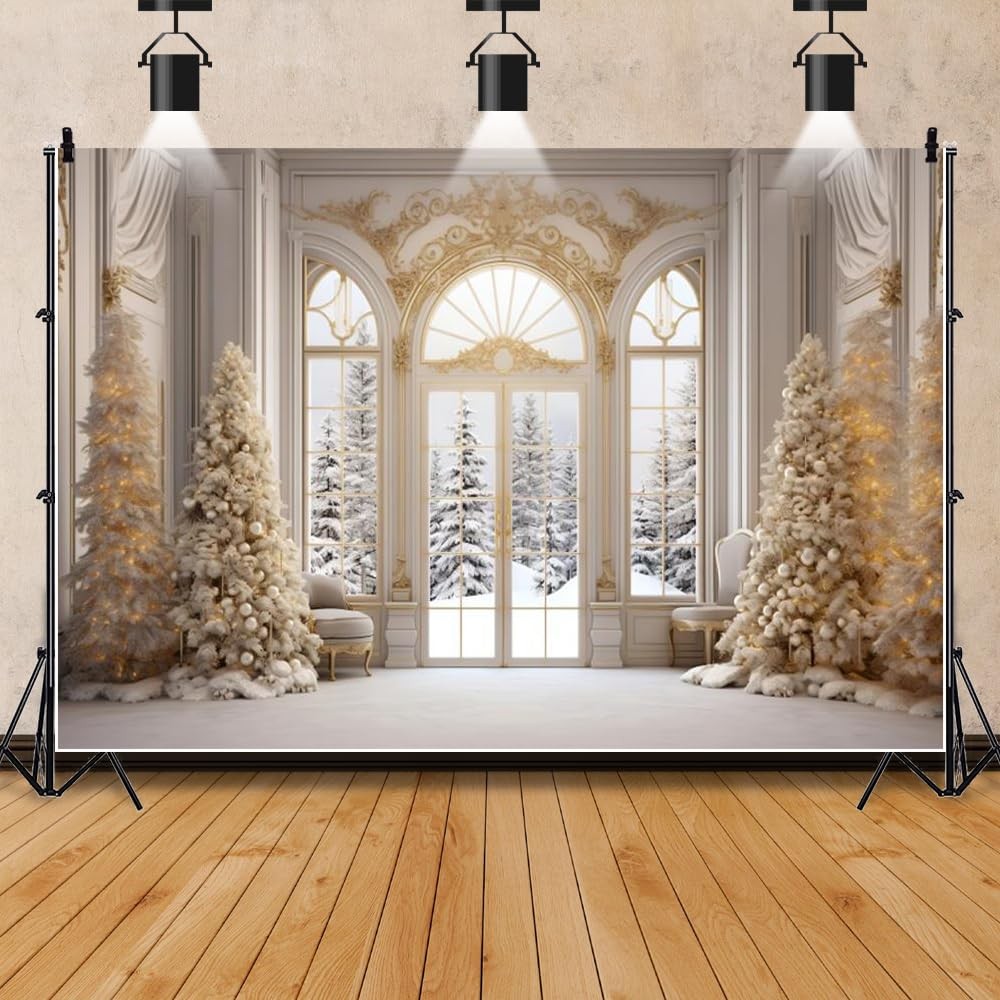 Elegant Christmas Backdrop 7x5ft Fabric Christmas Backdrops for Photography W…