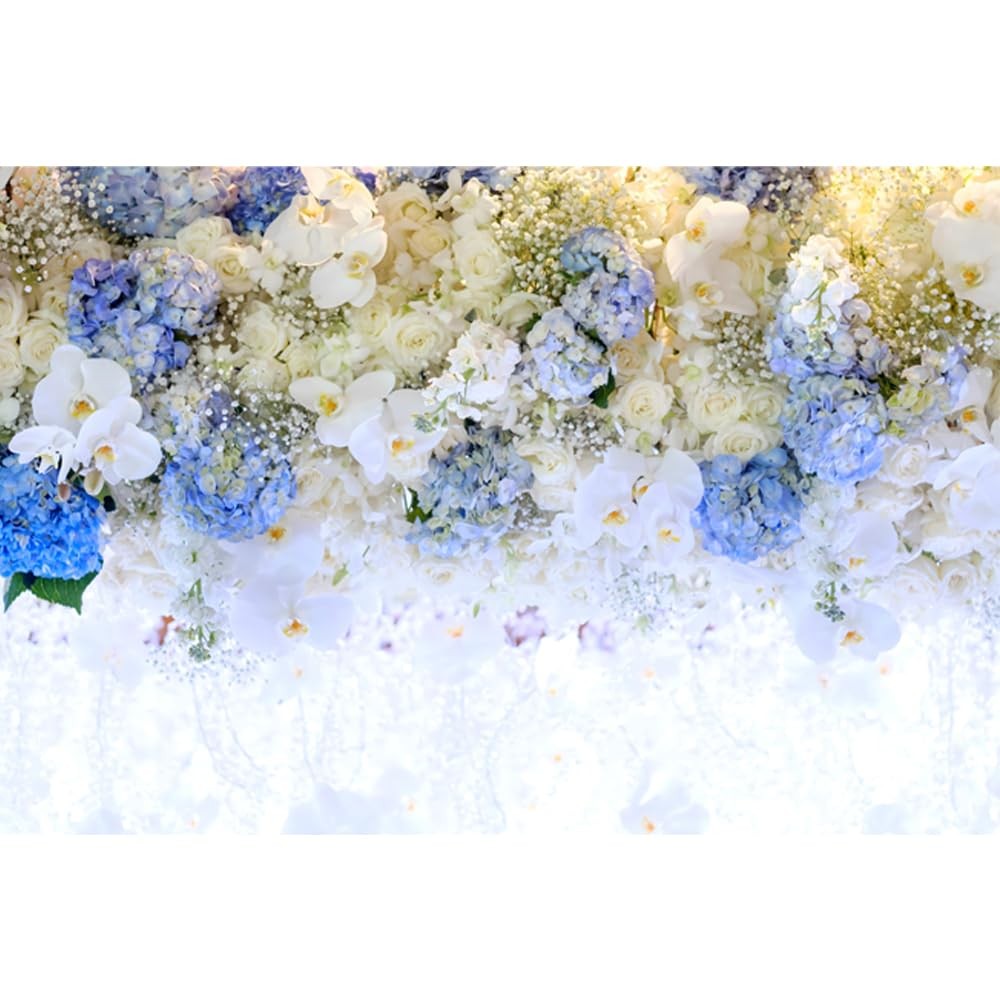 White Blue Flowers Backdrop 7x5ft (210x150cm) for Wedding Photography – Party