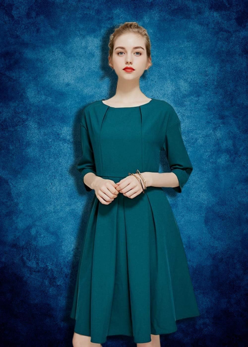 DePhoto 8x8ft Retro Blue Portrait Backdrop Graduation Photo Studio Vinyl Backgro