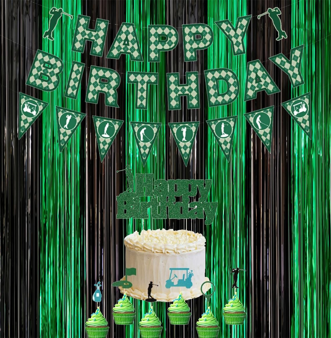2 Pack 3.3×6.6ft Black Green Metallic Tinsel Foil Fringe Backdrop Window Door…
