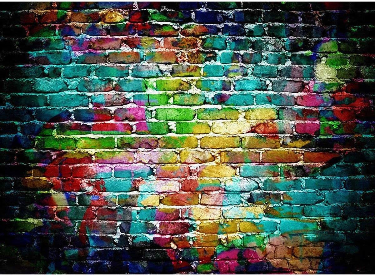 7x5ft Graffiti Photography Backdrops Colorful Brick Wall Photo Background