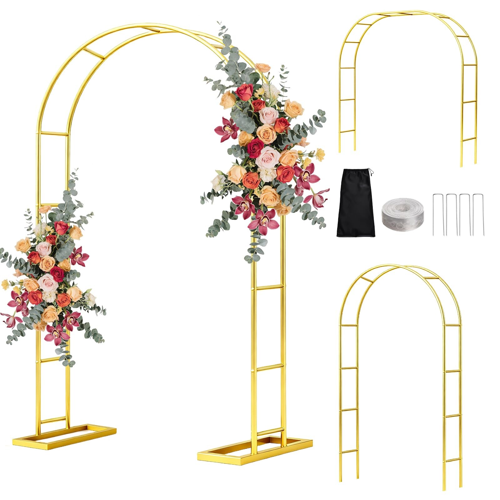 Arch Backdrop Stand,6.6FTx3.5FT Metal Pergola Arbors,Gold Garden Wide Arbors …