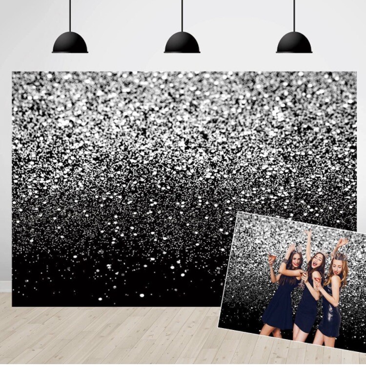 Kackool Silver Bokeh Black Backdrop 7 X 5 Birthday Party Silver Black Themed